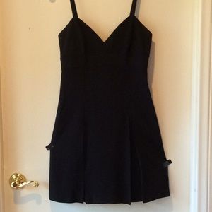 Nicole Miller NWOT Little Black Dress Pleated Skirt V-Cut Neck